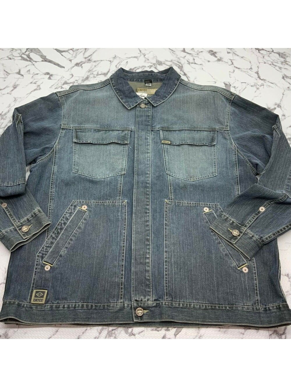 Men's Enyce Blue Dirty Vintage Casual Denim Jacket